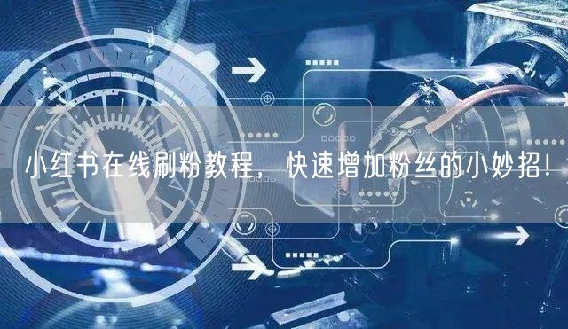 小红书在线刷粉教程,快速增加粉丝的小妙招!