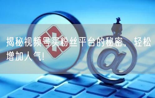 揭秘视频号买粉丝平台的秘密,轻松增加人气!
