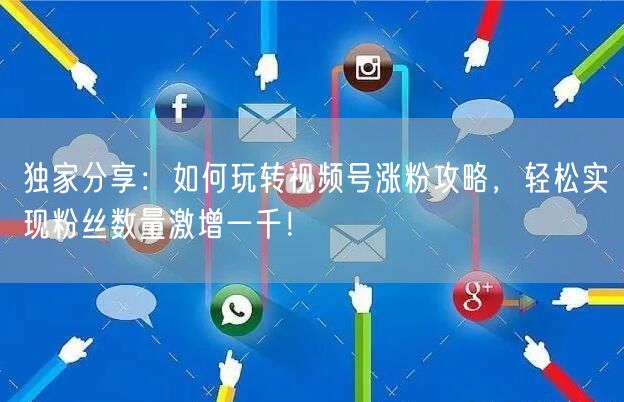 独家分享：如何玩转视频号涨粉攻略，轻松实现粉丝数量激增一千！