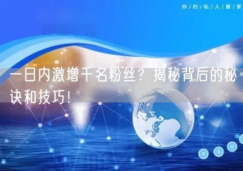 一日内激增千名粉丝？揭秘背后的秘诀和技巧！