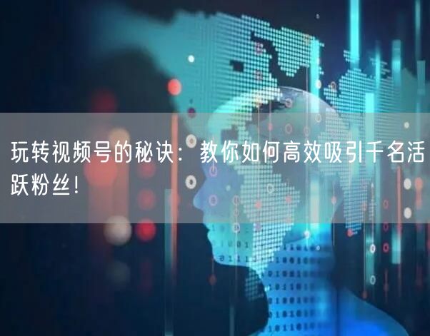 玩转视频号的秘诀：教你如何高效吸引千名活跃粉丝！