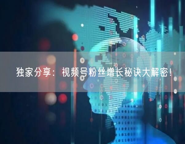 独家分享：视频号粉丝增长秘诀大解密！