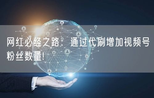 网红必经之路：通过代刷增加视频号粉丝数量!