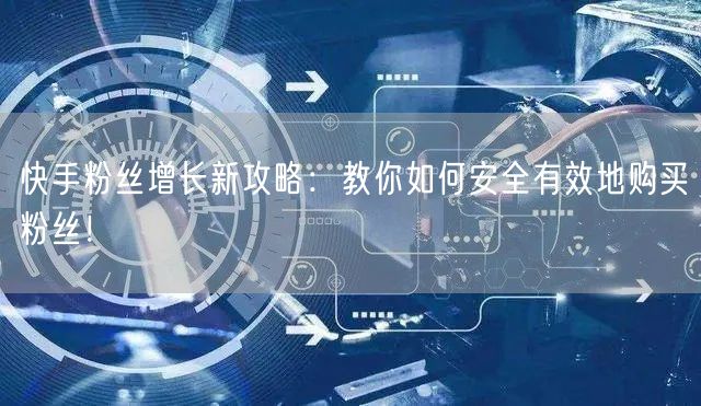 快手粉丝增长新攻略：教你如何安全有效地购买粉丝！