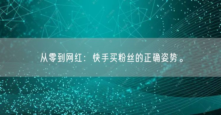 从零到网红：快手买粉丝的正确姿势。