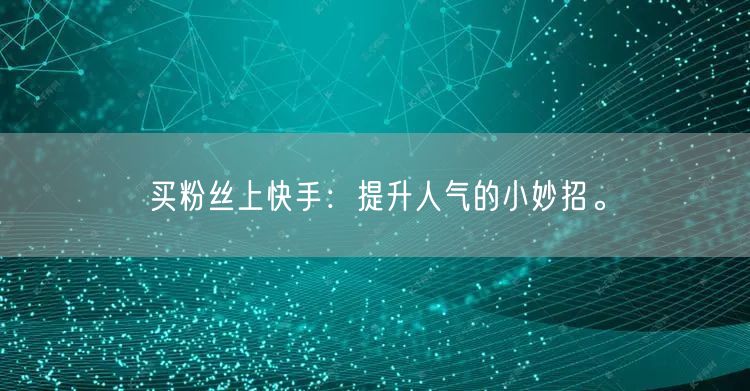 买粉丝上快手：提升人气的小妙招。
