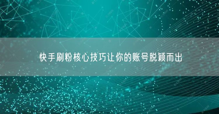 快手刷粉核心技巧让你的账号脱颖而出