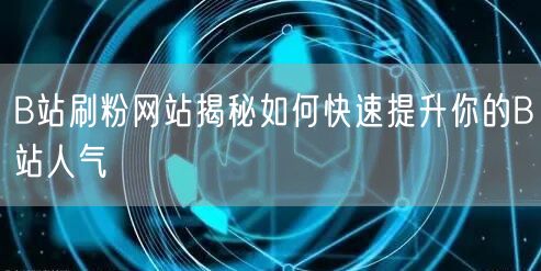 B站刷粉网站揭秘如何快速提升你的B站人气