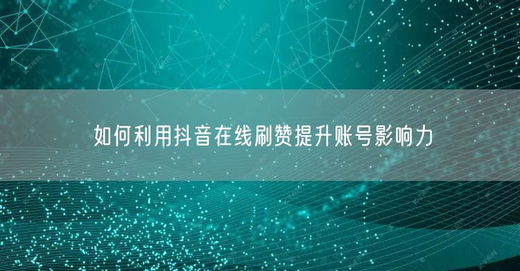 如何利用抖音在线刷赞提升账号影响力