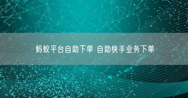 蚂蚁平台自助下单 自助快手业务下单