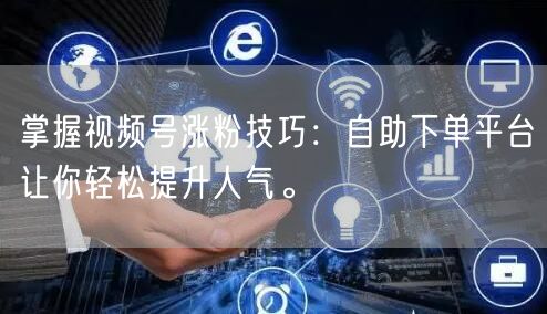 掌握视频号涨粉技巧：自助下单平台让你轻松提升人气。