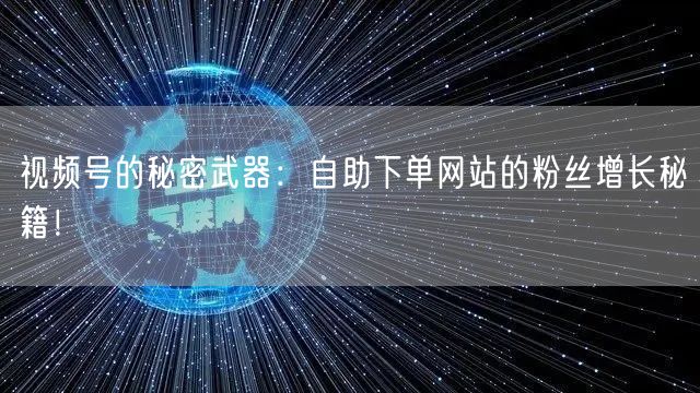视频号的秘密武器:自助下单网站的粉丝增长秘籍!