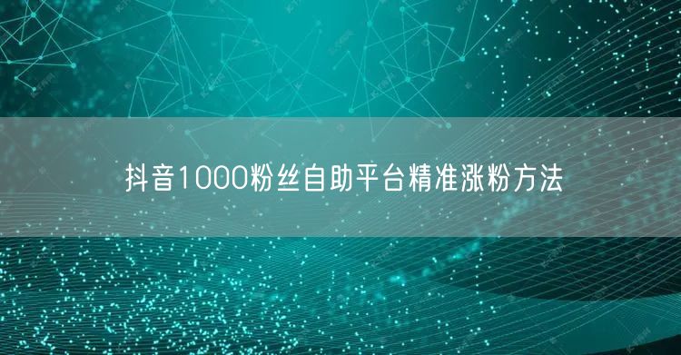 抖音1000粉丝自助平台精准涨粉方法