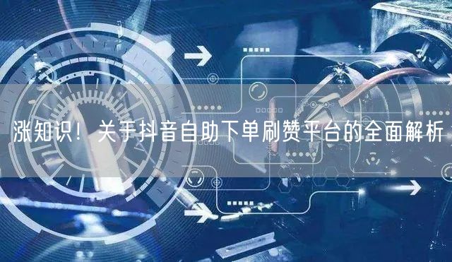 涨知识！关于抖音自助下单刷赞平台的全面解析
