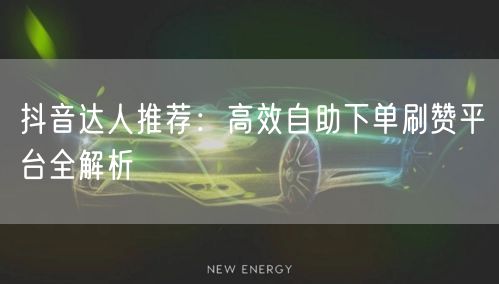 抖音达人推荐：高效自助下单刷赞平台全解析