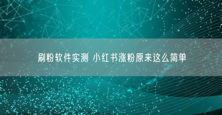 刷粉软件实测 小红书涨粉原来这么简单