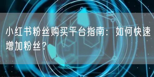 小红书粉丝购买平台指南：如何快速增加粉丝？