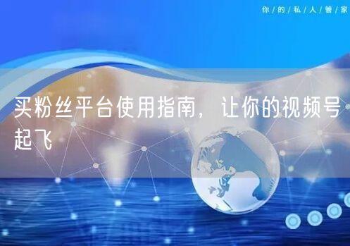 买粉丝平台使用指南，让你的视频号起飞