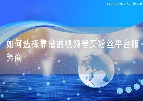 如何选择靠谱的视频号买粉丝平台服务商