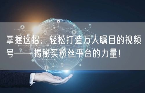 掌握这招，轻松打造万人瞩目的视频号——揭秘买粉丝平台的力量！