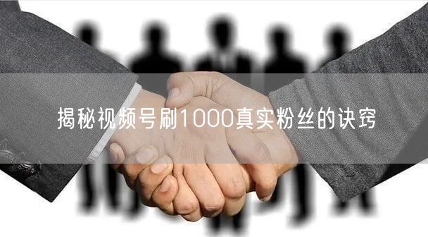 揭秘视频号刷1000真实粉丝的诀窍