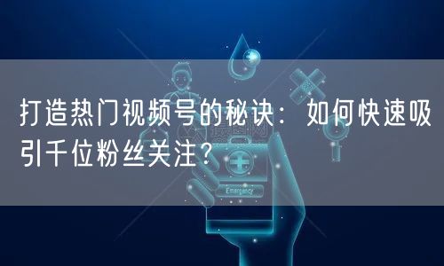 打造热门视频号的秘诀:如何快速吸引千位粉丝关注?