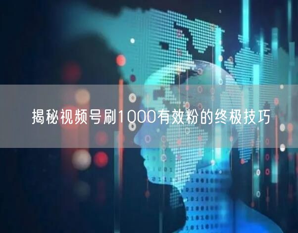 揭秘视频号刷1000有效粉的终极技巧