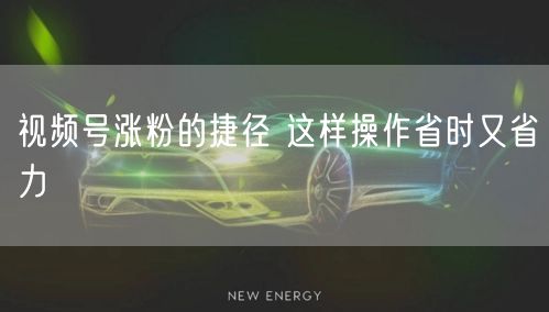 视频号涨粉的捷径 这样操作省时又省力