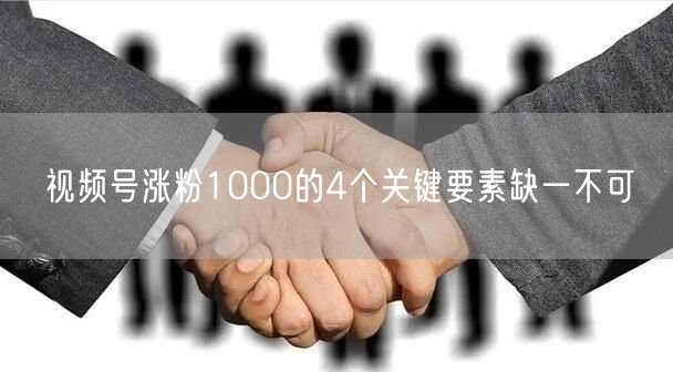 视频号涨粉1000的4个关键要素缺一不可