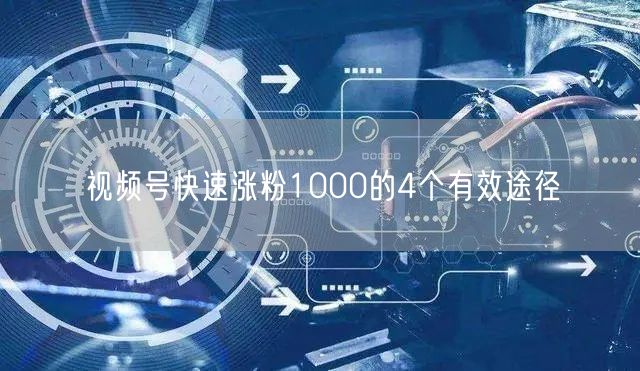 视频号快速涨粉1000的4个有效途径