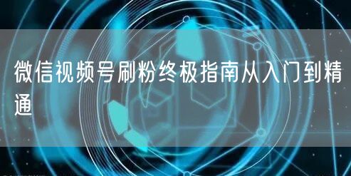 微信视频号刷粉终极指南从入门到精通