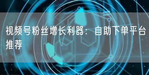 视频号粉丝增长利器:自助下单平台推荐