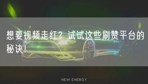 想要视频走红?试试这些刷赞平台的秘诀!